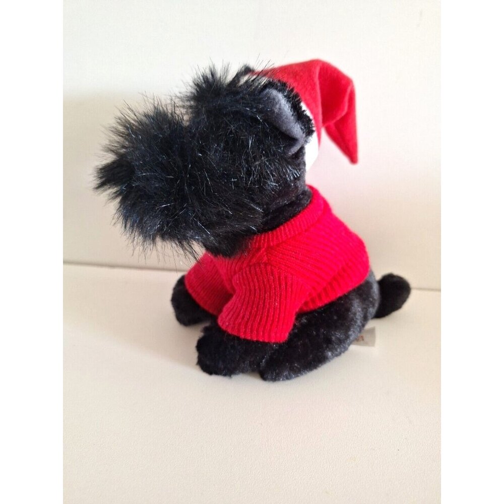 Black Plush Christmas Dog Red Santa Sweater Hat Bestever Holiday